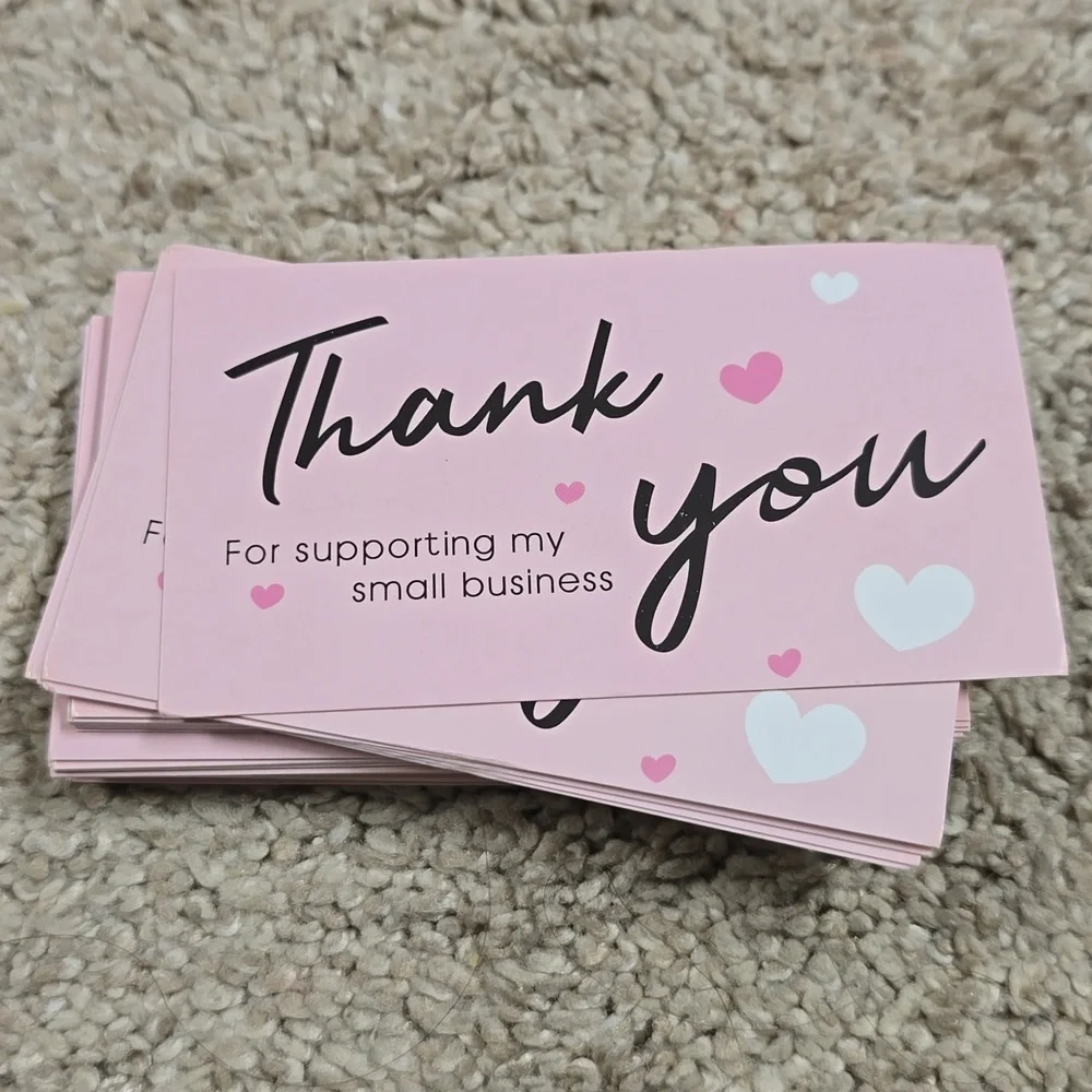 50pcs Elegant Thank You Cards for Small Business - High-Quality